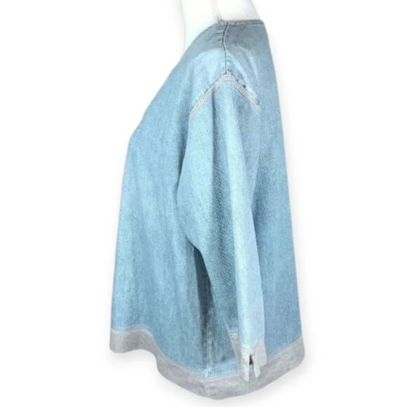 SAG HARBOR SPORT DENIM & GRAY BLOUSE SZ.M EUC - Picture 3 of 5